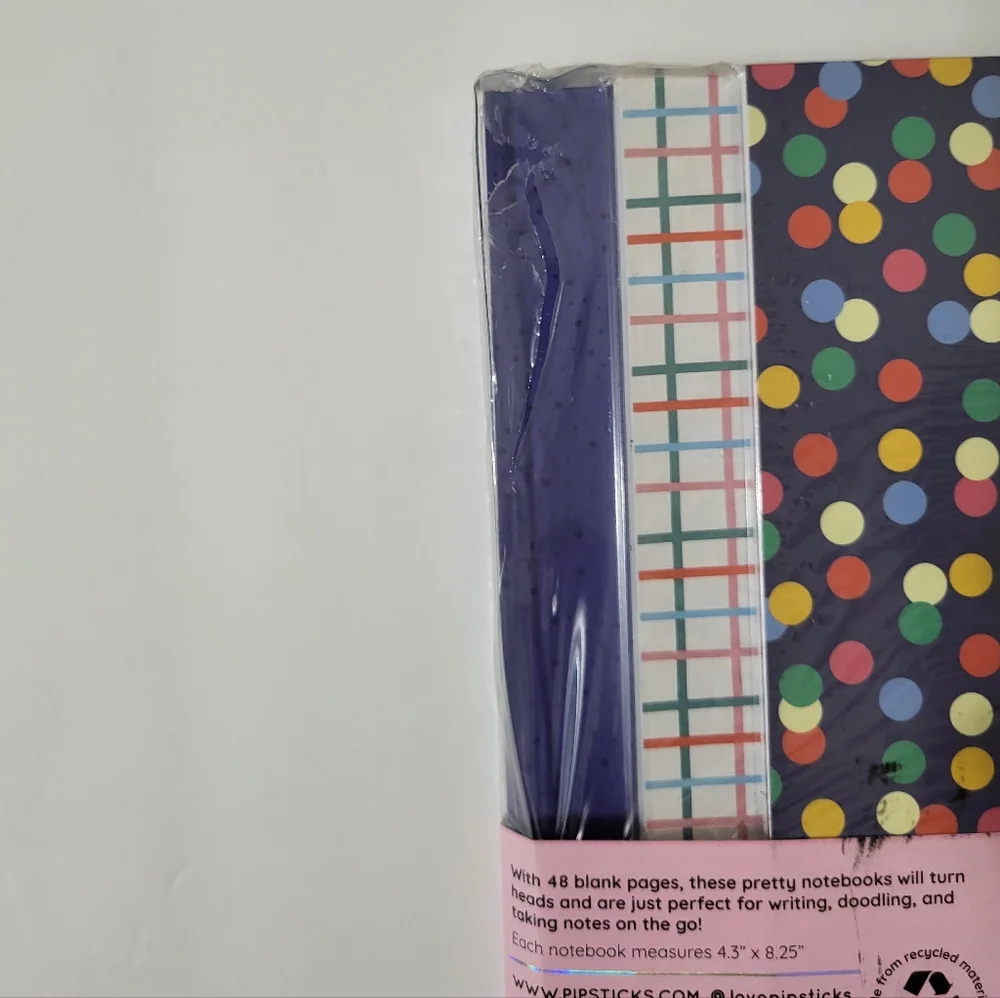 Pipsticks 3 Pack Stripes And Spots Colorful Notebook Cheetah In A Sweater Design